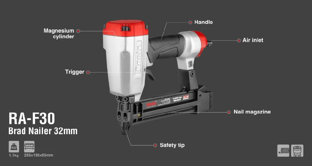 Ronix High Quality Ra-F30 Mini Portable Pneumatic Fastening Fixing Electric Tools Electric Nail Gun Air Nailer Stapler Machine